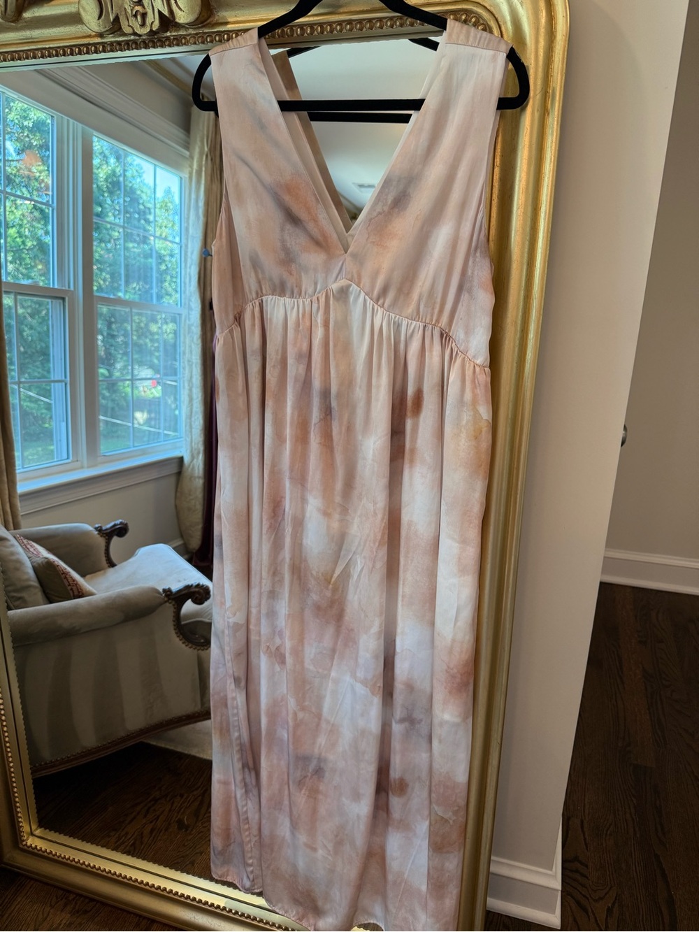 H&M Sleeveless Maxi Dress in Blush and Taupe Watercolor